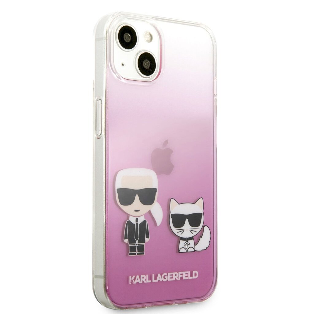 Karl Lagerfeld PC/TPU Ikonik Karl and Choupette Case, skirtas iPhone 13 mini, rožinis kaina ir informacija | Telefono dėklai | pigu.lt