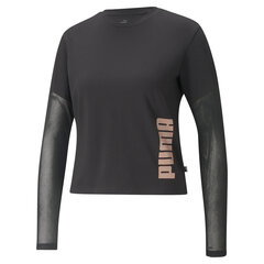 Sportiniai marškinėliai moterims Puma Mesh LS Top Black 84703301, juodi kaina ir informacija | Sportinė apranga moterims | pigu.lt