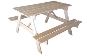 Timbela medinis vaikiškas staliukas su suoliukais M018-1 kaina ir informacija | Vaikiški lauko baldai | pigu.lt