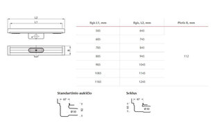 Корпус душевого желоба Aco ShowerDrain C, 92 x 885 мм цена и информация | Душевые желоба | pigu.lt