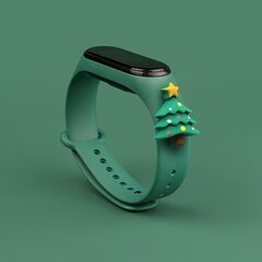 Ремешок Fusion Xmas Present для часов Xiaomi Mi Band 5 / Mi Band 6, зеленый цена и информация | Аксессуары для смарт-часов и браслетов | pigu.lt