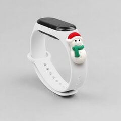 Ремешок Fusion Xmas Snowman для часов Xiaomi Mi Band 3 / 4, белый цена и информация | Аксессуары для смарт-часов и браслетов | pigu.lt