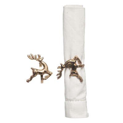 Metalinis aukso spalvos servetėlės žiedas Christmas Deer kaina ir informacija | Staltiesės, servetėlės | pigu.lt