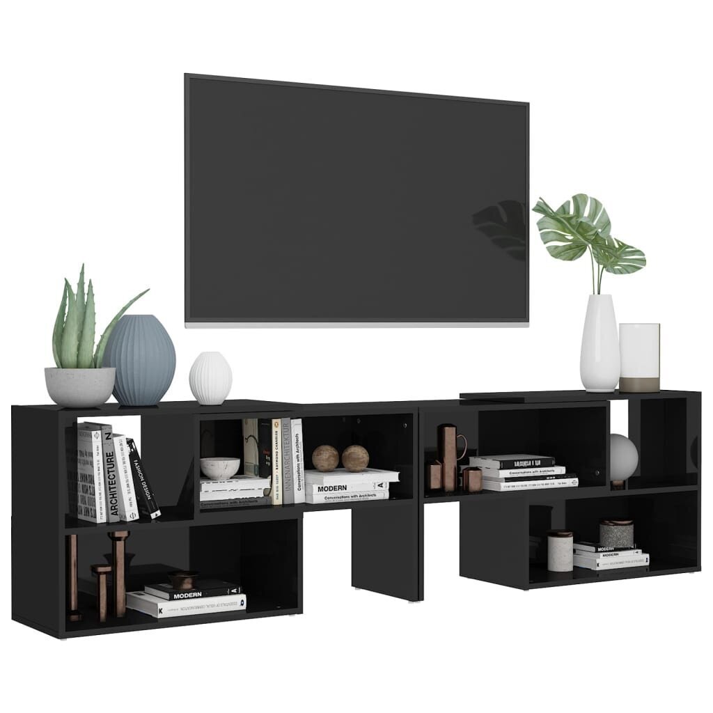 Televizoriaus spintelė, 149x30x52 cm, juoda kaina ir informacija | TV staliukai | pigu.lt