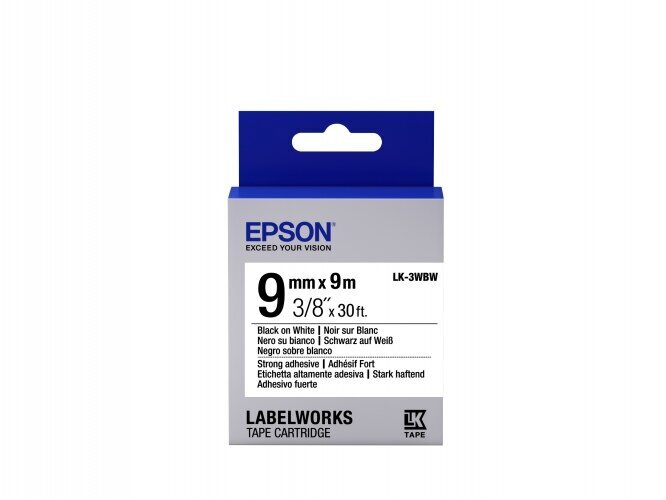 Epson etiketės Cartridge LK-3WBW Strong Adhesive 9mm 9m kaina ir informacija | Kasetės rašaliniams spausdintuvams | pigu.lt