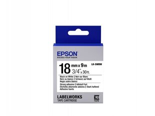 Epson Label Cartridge LK-5WBW Strong Adhesive Black on White 18mm (9m) • Extra-strength adhesive
• 9mm to 18mm width
• Black text on a yellow, white or transparent background
• Epson labels are designed to last
• Durable labels resist water and withstand hot and cold conditions
• Great-value 9-metre label tapes цена и информация | Картриджи для струйных принтеров | pigu.lt