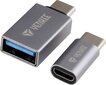 Adapterių komplektas Yenkee, 3.0 USB A - USB C, 5Gbps / Micro USB - USB C, pilka kaina ir informacija | Adapteriai, USB šakotuvai | pigu.lt