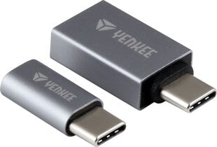Adapterių komplektas Yenkee, 3.0 USB A - USB C, 5Gbps / Micro USB - USB C, pilka kaina ir informacija | Adapteriai, USB šakotuvai | pigu.lt