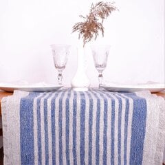 Lininis stalo takelis, mėlynomis juostomis, 40x100 cm kaina ir informacija | Staltiesės, servetėlės | pigu.lt