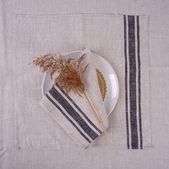 Lininės stalo servetėlės Black Stripes 2 vnt, 40x40 cm. цена и информация | Скатерти, салфетки | pigu.lt
