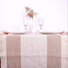 Lininis stalo takelis, rudomis juostomis, 40x100 cm. kaina ir informacija | Staltiesės, servetėlės | pigu.lt