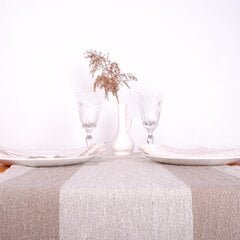 Lininis stalo takelis, rudomis juostomis, 40x100 cm. kaina ir informacija | Staltiesės, servetėlės | pigu.lt