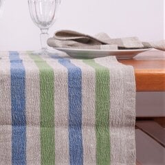 Lininis stalo takelis, žaliomis ir rudomis juostomis, 40x100 cm. kaina ir informacija | Staltiesės, servetėlės | pigu.lt