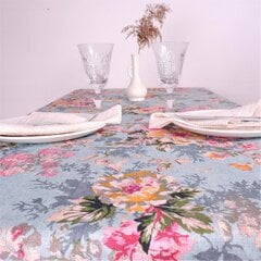 Lininė gėlėta, melsva staltiesė, 148x200 cm kaina ir informacija | Staltiesės, servetėlės | pigu.lt