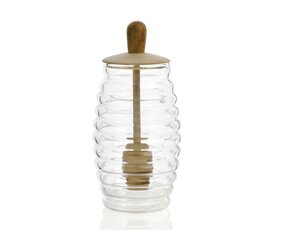 Stiklinis indas medui su mediniu šaukšteliu kaina ir informacija | Maisto saugojimo  indai | pigu.lt