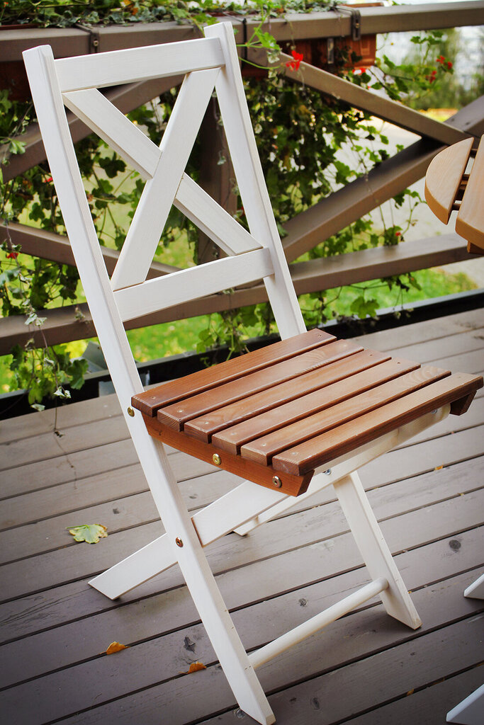 Sulankstoma sodo kėdė "Picnic" Balta / Ruda, Folkland Home kaina ir informacija | Lauko kėdės, foteliai, pufai | pigu.lt