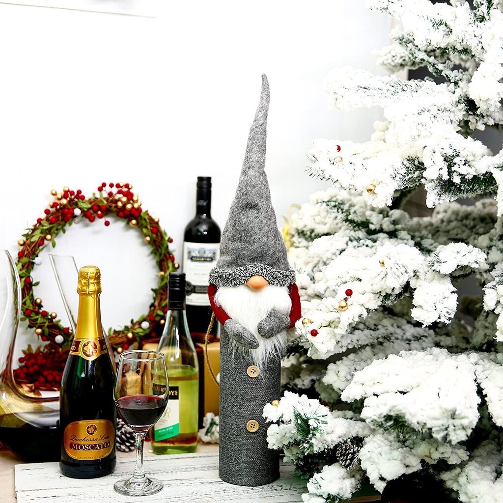 Butelio dekoracija "Kalėdų Senelis", pilka цена и информация | Kalėdinės dekoracijos | pigu.lt