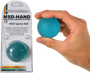 Mankštos kamuoliukas Moves Squeeze Ball 50 mm mėlynas kaina ir informacija | Espanderiai | pigu.lt