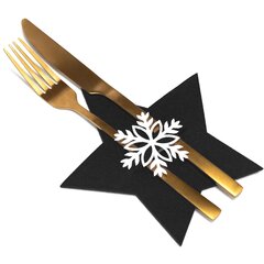 Новогодний чехол для столовых приборов Звезда, 4 шт., Черный цена и информация | Рождественские украшения | pigu.lt