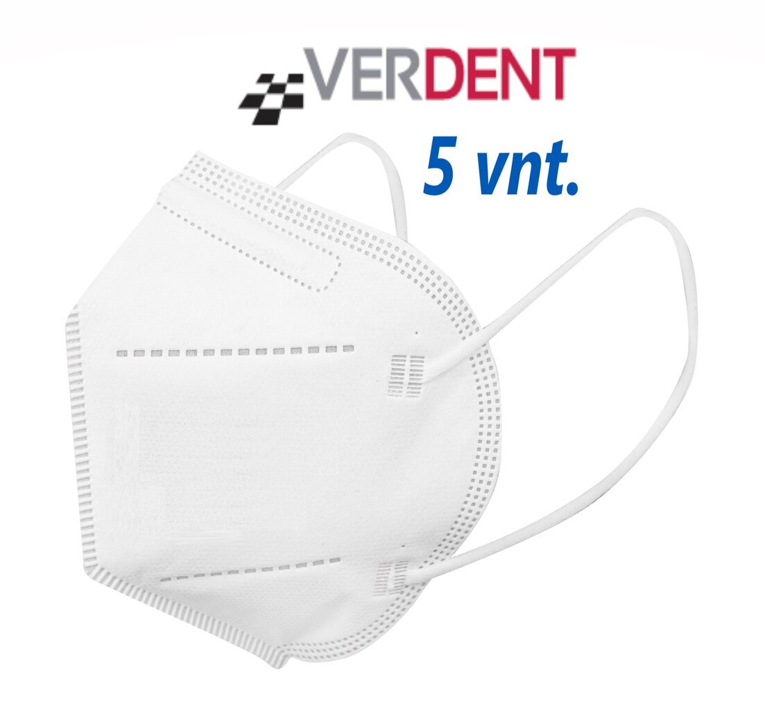 Apsauginis respiratorius VERDENT, FFP2, 5 sluoksnių, CE, 5 vnt. цена и информация | Pirmoji pagalba | pigu.lt