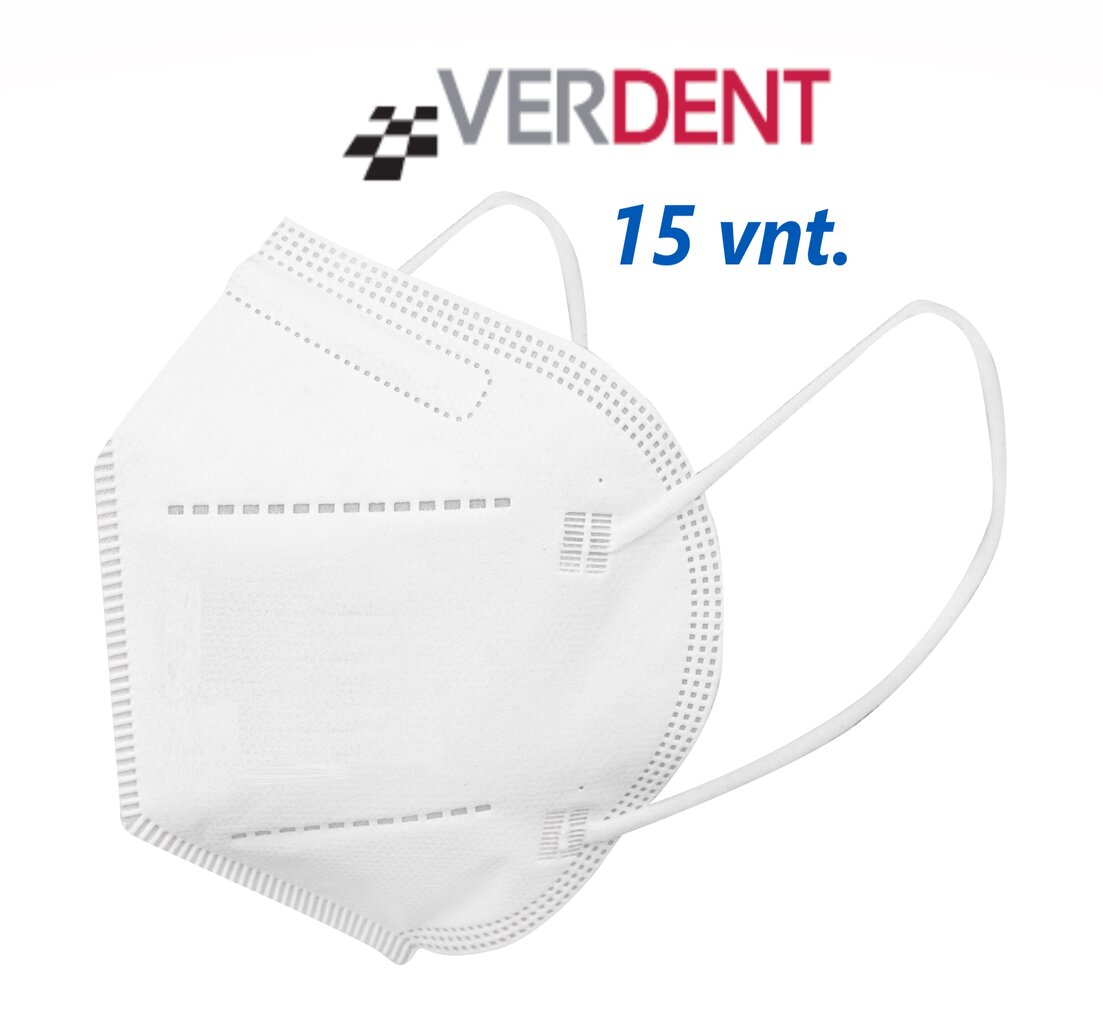 Apsauginis respiratorius VERDENT, FFP2, 5 sluoksnių, CE, 15 vnt. цена и информация | Pirmoji pagalba | pigu.lt