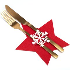 Kalėdinis stalo įrankių dėklas "Žvaigždė", 4 vnt., raudona kaina ir informacija | Kalėdinės dekoracijos | pigu.lt