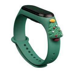 Ремешок Fusion Xmas Christmas Tree 2 для часов Xiaomi Mi Band 5 / Mi Band 6, зеленый цена и информация | Аксессуары для смарт-часов и браслетов | pigu.lt