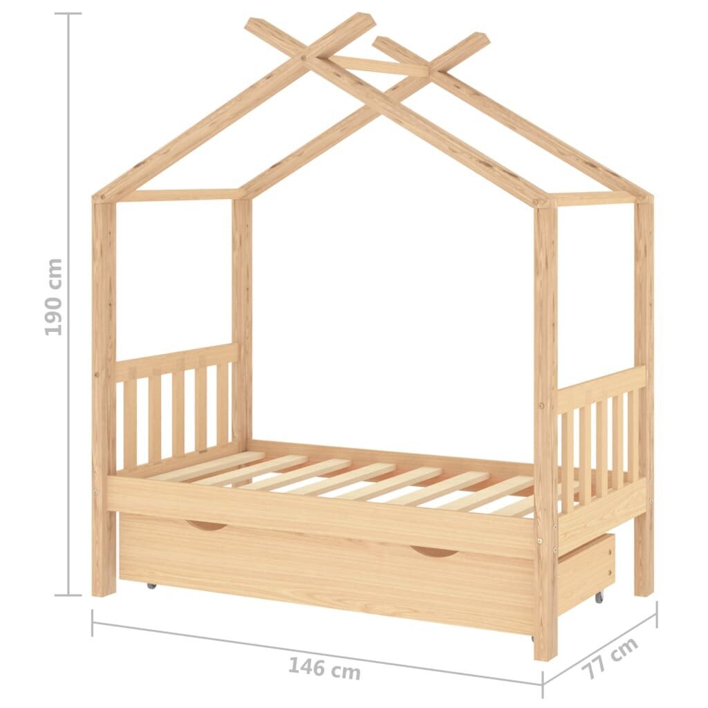 Vaikiškos lovos rėmas su stalčiumi, 70x140 cm, rudas kaina ir informacija | Vaikiškos lovos | pigu.lt