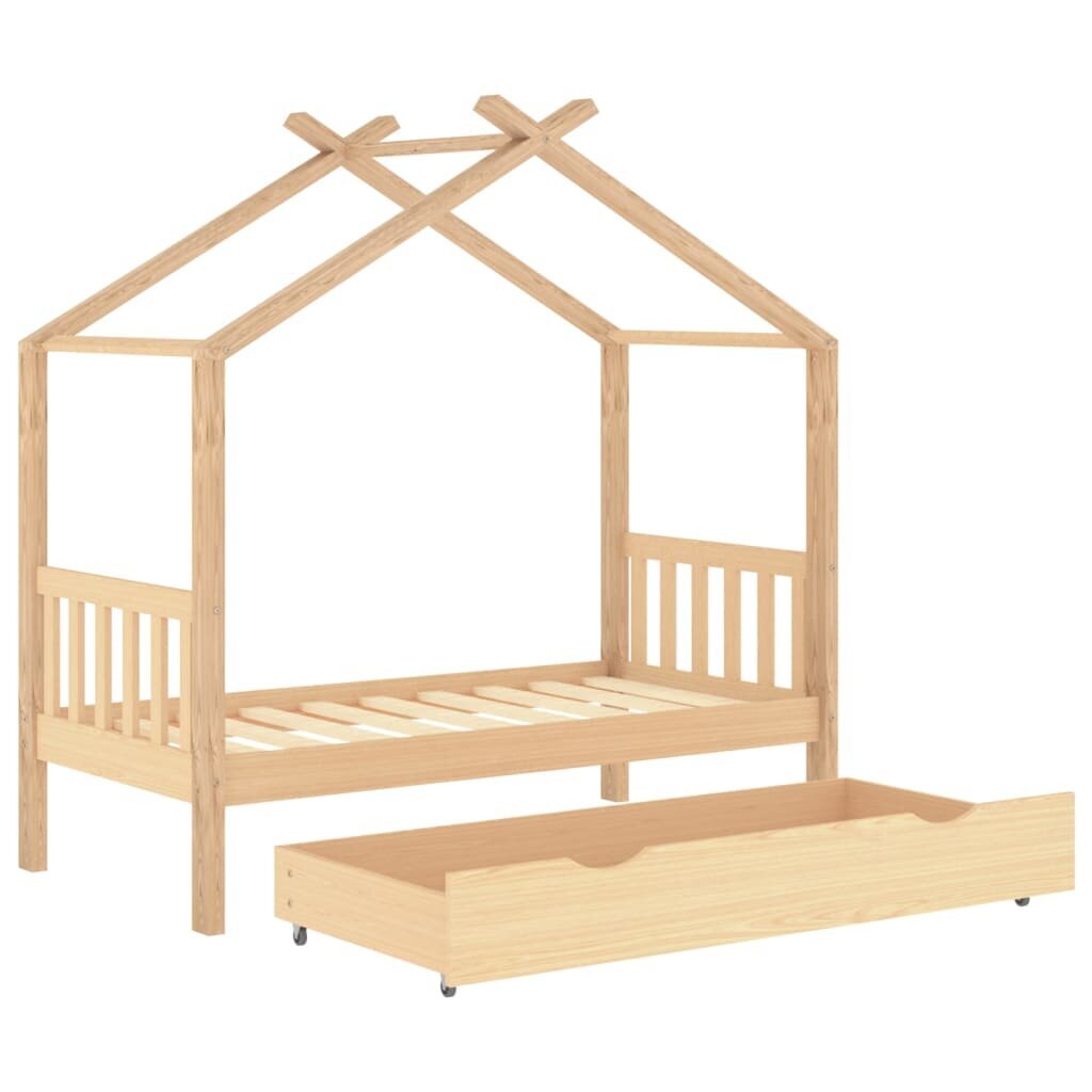 Vaikiškos lovos rėmas su stalčiumi, 80x160 cm, rudas kaina ir informacija | Vaikiškos lovos | pigu.lt