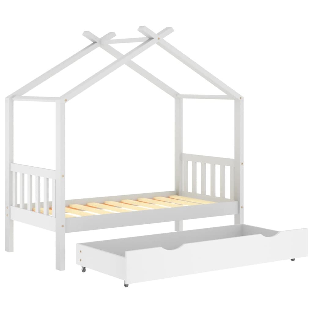Vaikiškos lovos rėmas su stalčiumi, 80x160 cm, baltas kaina ir informacija | Vaikiškos lovos | pigu.lt