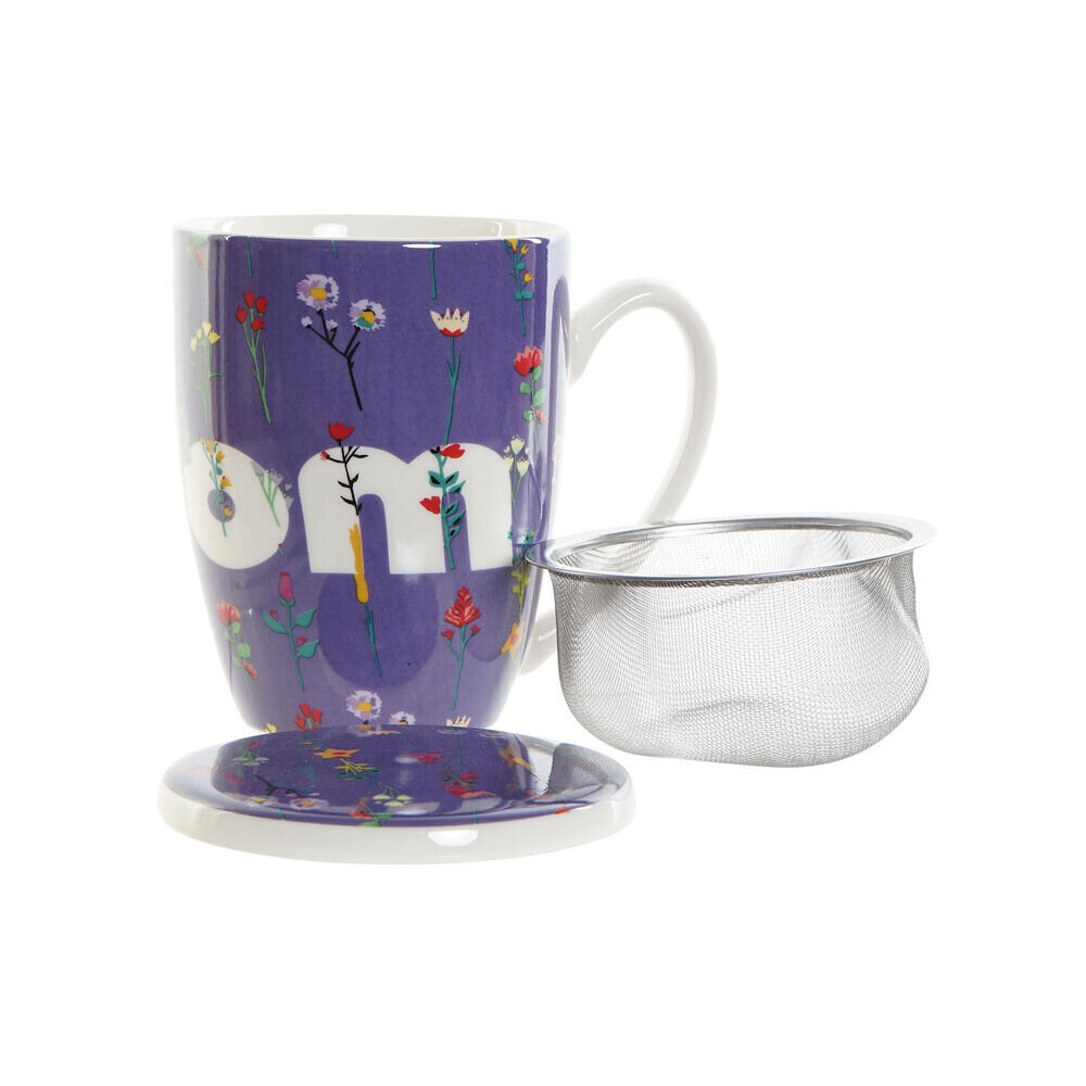 DKD Home Decor puodeliai su arbatos filtrais, 380 ml, 3 vnt. kaina ir informacija | Taurės, puodeliai, ąsočiai | pigu.lt
