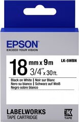 Epson Label Cartridge LK-5WBN Standard glue Black on White 18mm (9m) • Ideal for everyday use
• Range of widths from 6mm to 36mm*1
• Red, blue or black text on a white background
• Epson labels are designed to last
• Durable labels resist water and withstand hot and cold conditions
• Great-value 9-metre label tapes цена и информация | Картриджи для струйных принтеров | pigu.lt