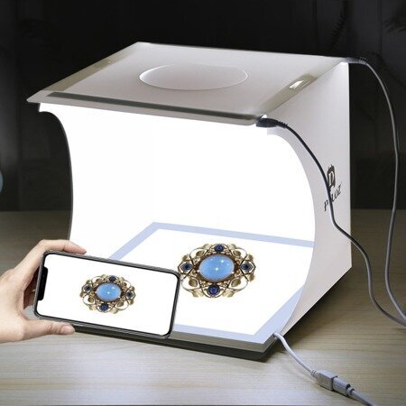 Puluz LED šviesdėžė 20 cm su šešėlių kilimėliu kaina ir informacija | Fotografijos apšvietimo įranga | pigu.lt
