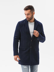 Классическое мужское пальто Ombre C432, темно-синее цена и информация | Мужские пальто | pigu.lt