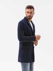 Классическое мужское пальто Ombre C432, темно-синее цена и информация | Мужские пальто | pigu.lt