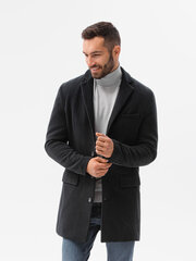 Классическое мужское пальто Ombre C432, черное цена и информация | Мужские пальто | pigu.lt