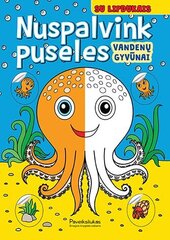 Nuspalvink puseles. Vandenų gyvūnai цена и информация | Книжки - раскраски | pigu.lt