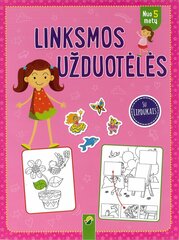 Linksmos užduotėlės su lipdukais цена и информация | Книжки - раскраски | pigu.lt