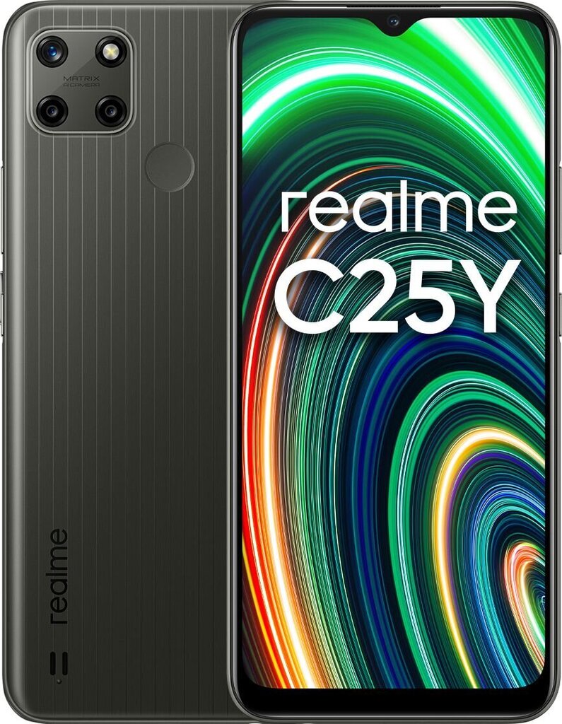 Realme C25Y, 128 GB, Dual SIM, Black цена и информация | Mobilieji telefonai | pigu.lt