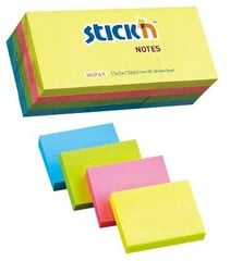 Lipnūs lapeliai STICK´N notes, 38x51 mm, 12x100 lapelių, 4 neoninių spalvų kaina ir informacija | Sąsiuviniai ir popieriaus prekės | pigu.lt