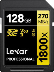 Lexar memory card SDXC 128GB Professional 1800x UHS-II U3 V60 kaina ir informacija | Lexar Kompiuterinė technika | pigu.lt
