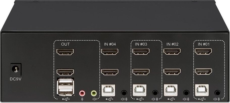 Jungiklis Manhattan HDMI / USB KVM 4x1 dviems ekranams 4K * 30 Hz kaina ir informacija | Maršrutizatoriai (routeriai) | pigu.lt