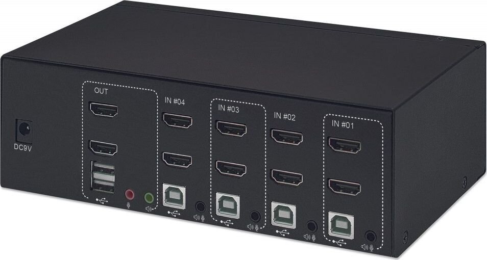 Jungiklis Manhattan HDMI / USB KVM 4x1 dviems ekranams 4K * 30 Hz kaina ir informacija | Maršrutizatoriai (routeriai) | pigu.lt