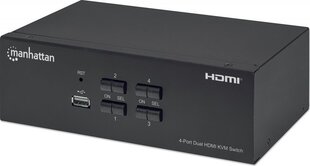 Jungiklis Manhattan HDMI / USB KVM 4x1 dviems ekranams 4K * 30 Hz kaina ir informacija | Maršrutizatoriai (routeriai) | pigu.lt