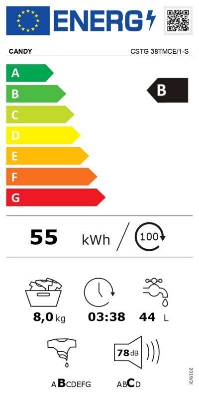 Candy CSTG 38TMCE/1-S kaina ir informacija | Skalbimo mašinos | pigu.lt