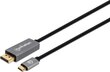 Kabelis adapteris Manhattan USB-C į DisplayPort DP Alt Mode 8K 2m, juodas kaina ir informacija | Laidai telefonams | pigu.lt