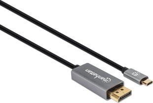 Кабель-адаптер Manhattan USB-C в DisplayPort DP Alt Mode 8K 2м, черный цена и информация | Кабели для телефонов | pigu.lt