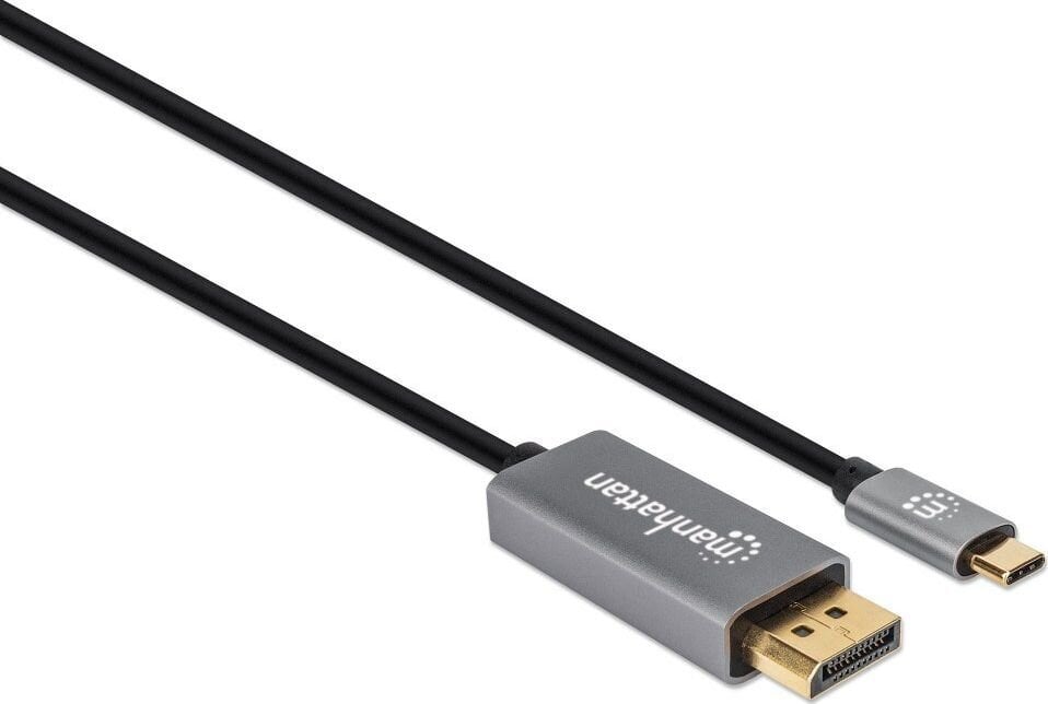 Kabelis adapteris Manhattan USB-C į DisplayPort DP Alt Mode 8K 2m, juodas kaina ir informacija | Laidai telefonams | pigu.lt