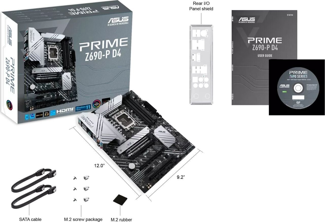 Mainboard|ASUS|Intel Z690 Express|LGA1700|ATX|Memory DDR4|Memory slots 4|1xPCI-Express 3.0 1x|2xPCI-Express 3.0 4x|1xPCI-Express 4.0 4x	|1xPCI-Express цена и информация | Pagrindinės plokštės | pigu.lt