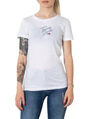 Moteriški marškinėliai Tommy Hilfiger Jeans, balti kaina ir informacija | Palaidinės, marškiniai moterims | pigu.lt